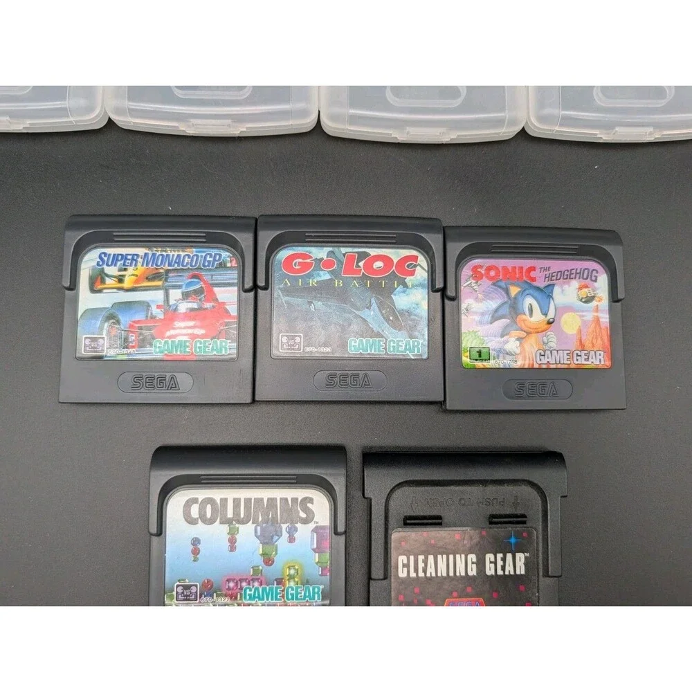Sega Game Gear Lot of 5 Games 4 OEM Cases & Official Cleaner Sonic Columns G-LOC